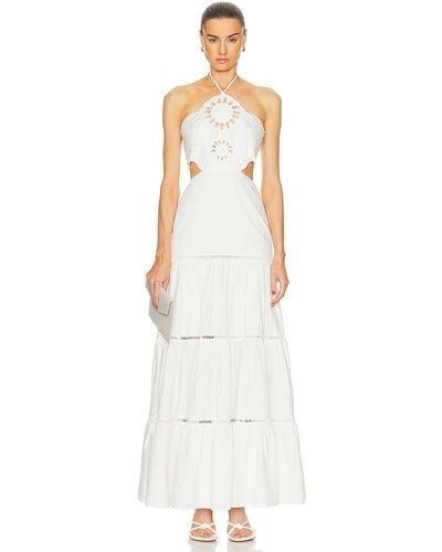 PATBO Lasercut Cotton Poplin Maxi Dress - White