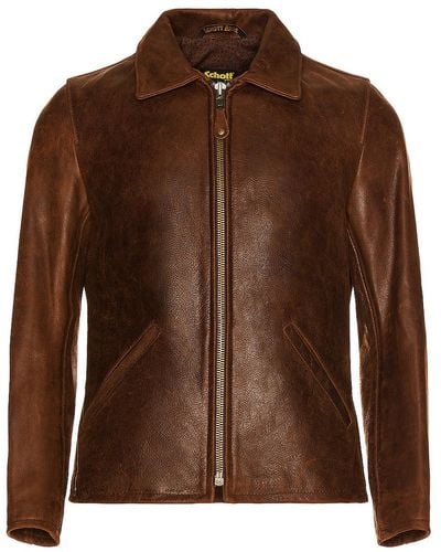 Schott Nyc Waxy Buffalo Leather Sunset Jacket - Brown