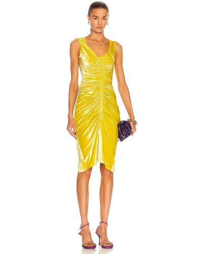 Bottega Veneta Velvet Stretch Dress - Yellow