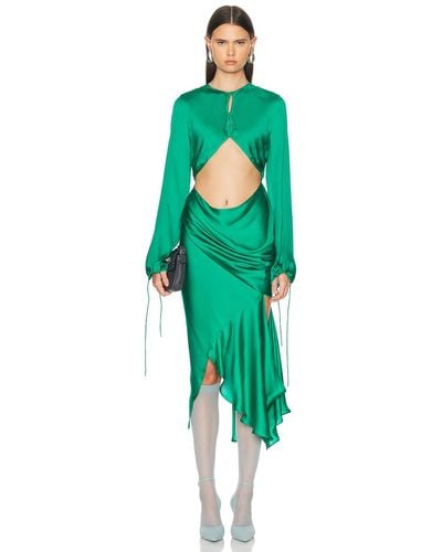Acne Studios Silk Fluid Dress - Green