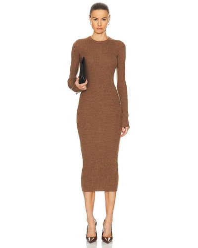 Wardrobe NYC Ribbed Long Sleeve Dress - Brown