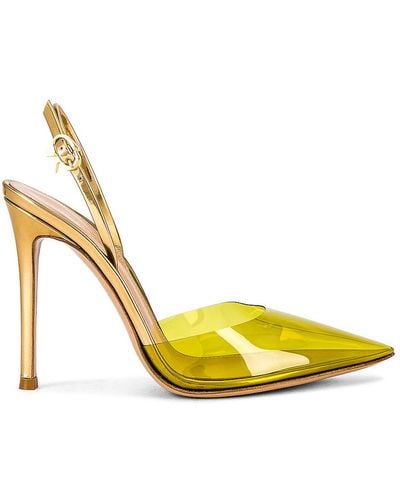 Gianvito Rossi Ribbon D'orsay Plexi Heels - Yellow