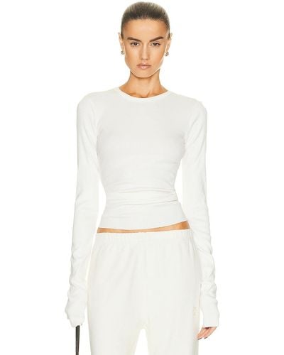 ÉTERNE Long Sleeve Fitted Top - White