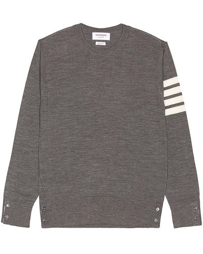 Thom Browne Sustainable Merino Classic Crew Sweater - Gray