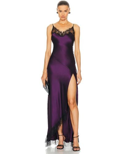 Nicholas Sage Lace Trim Slip Dress - Purple