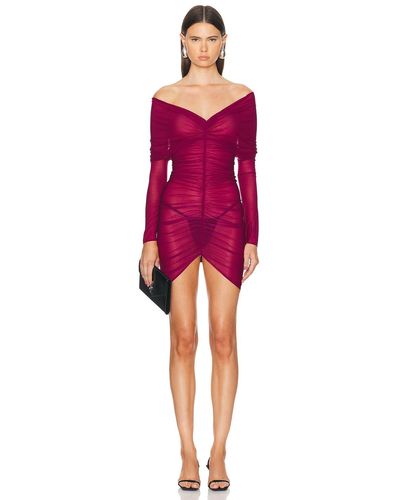 Atlein Ruched Mini Dress - Red