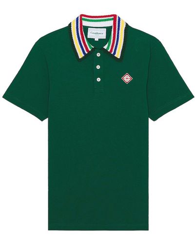 Casablancabrand Primary Stripe Knit Collar Classic Polo - Green