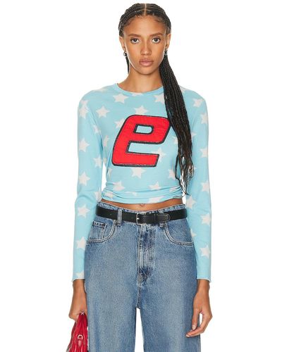 ERL Unisex Printed Thermal Shirt Knit - Blue