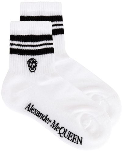 Alexander McQueen Skull Stripe Socks - White