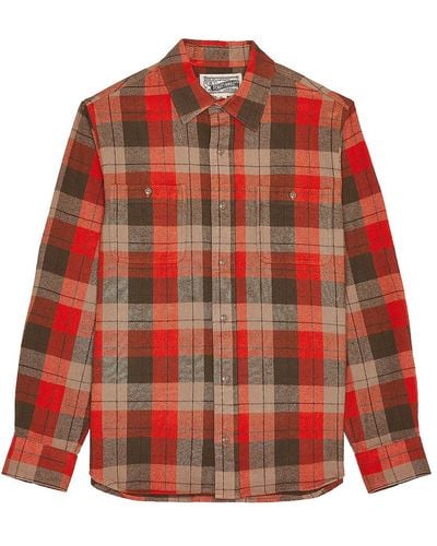 Schott Nyc Plaid Cotton Flannel Shirt - Red