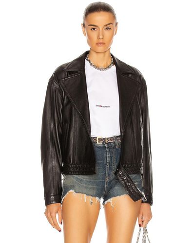 Saint Laurent Oversize Leather Jacket - Black