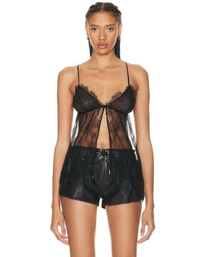 Tom Ford Rose Chantilly Lace Top - Black