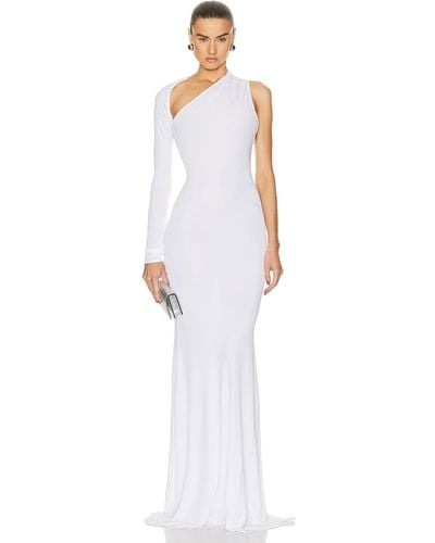 Alex Perry One Sleeve Wrap Ruched Gown - White