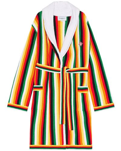Casablanca Striped Towelling Robe - Red