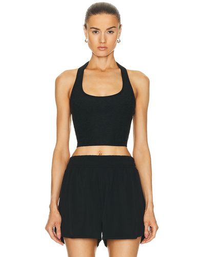 Beyond Yoga Spacedye Well Rounded Cropped Halter Tank Top - Black