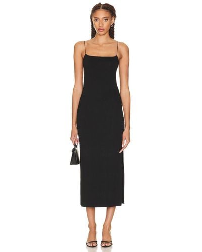Enza Costa Italian Strappy Side Slit Maxi Dress - Black