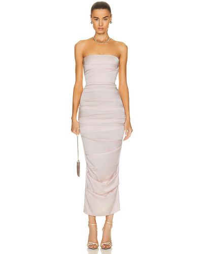 Alex Perry Ace Tucked Strapless Dress - White