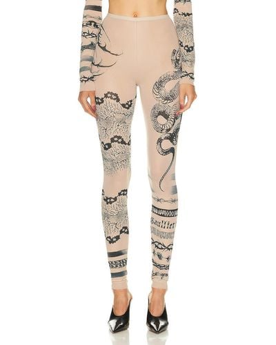 Jean Paul Gaultier X Knwls Trompe Loeil Tatoo Printed legging - Natural