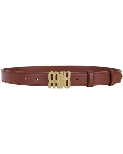 Miu Miu Leather Belt - Brown