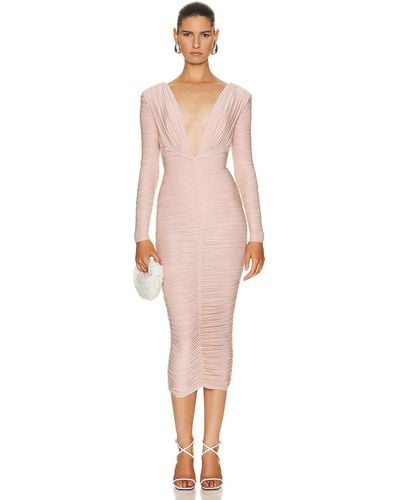 Alex Perry Marin Ruched Long Sleeve Dress - Pink
