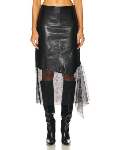 Helmut Lang Leather Lace Skirt - Black