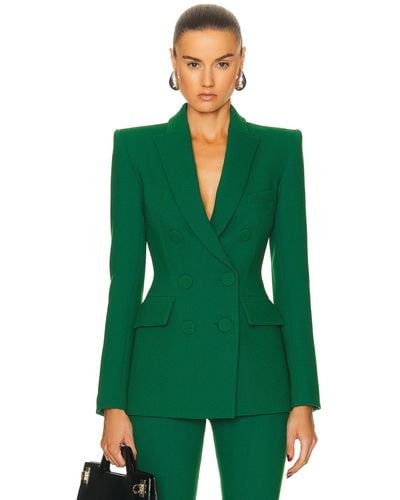 Alex Perry Double Breasted Fitted Blazer - Green