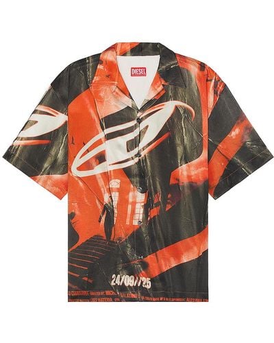 DIESEL ‘S-Hockney-Poster’ Loose-Fitting Shirt - Red