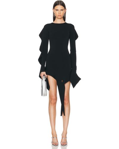 Mugler Long Sleeve Mini Dress - Black