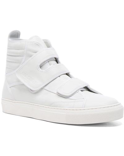 Raf Simons High Top Velcro Sneakers - White