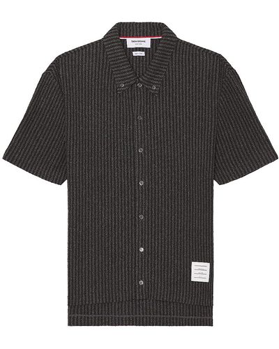 Thom Browne Short Sleeve Button Down Shirt - Black