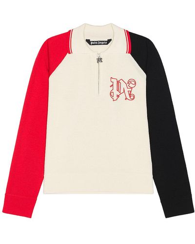 Palm Angels X Formula 1 Racing Knit Polo Zip Sweater - Red