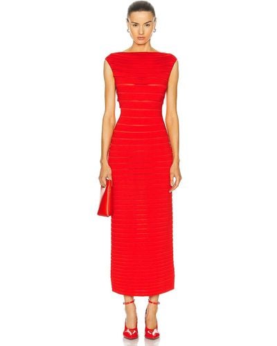 Alaïa Striped Midi Dress - Red