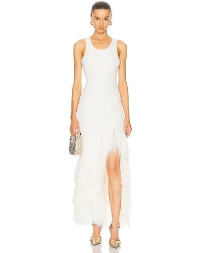 AKNVAS Sasha Knit Fringe Dress - White