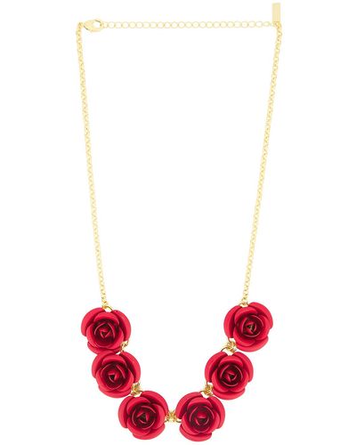 ROWEN ROSE Oversized Roses Necklace - Red