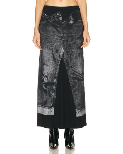 Jean Paul Gaultier Trompe L'oeil Flag Label Long Skirt - Black