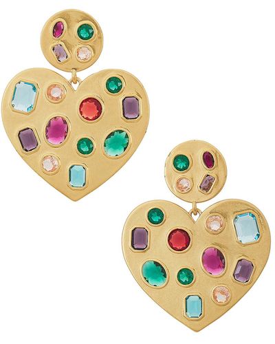 Lele Sadoughi Heart Crystal Earrings - Metallic