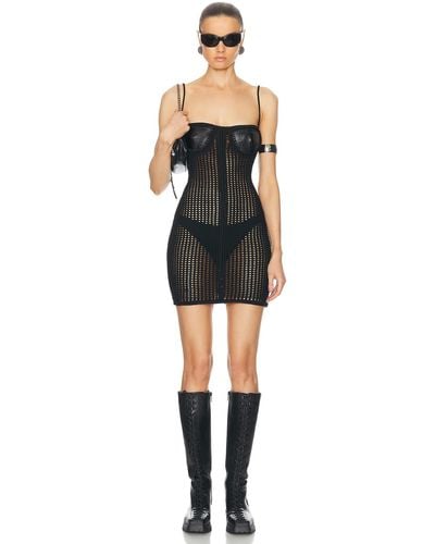 Alexander Wang Mini Dress With Leather Bust - Black