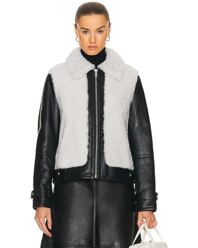 Yves Salomon Vintage Leather Jacket - Gray