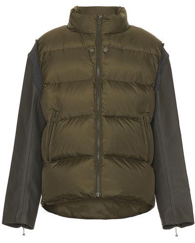 Undercover Leather Sleeve Puffer Blouson - Green