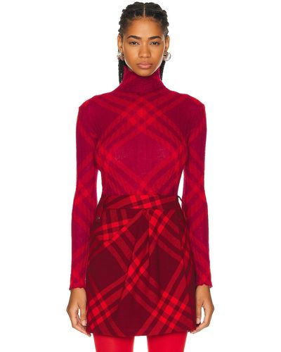 Burberry High Neck Sweater - Red