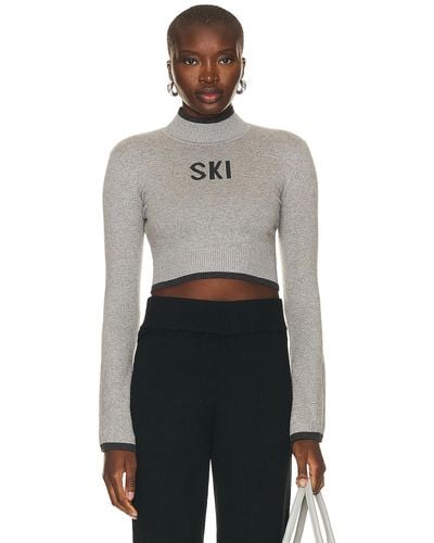 Year Of Ours Ski Bell Sleeve Crop Sweater - Gray