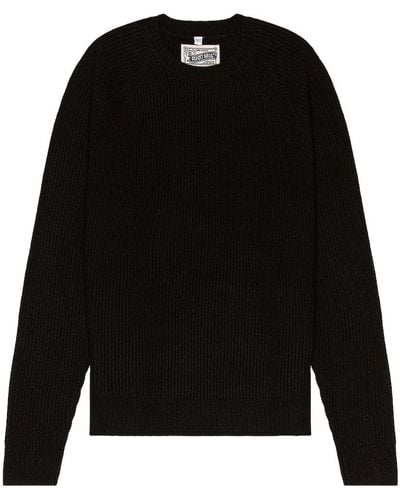 Schott Nyc Ribbed Wool Crewneck Sweater - Black