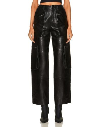 Amiri Leather Cargo Loose Straight Pant - Black