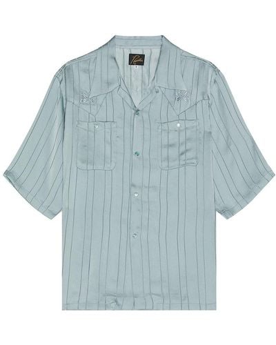 Needles Short Sleeve Cowboy One-up Shirt Georgette In Blue