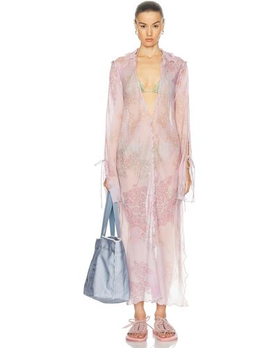 Acne Studios Daftan Lace Camo Long Sleeve Dress - Pink