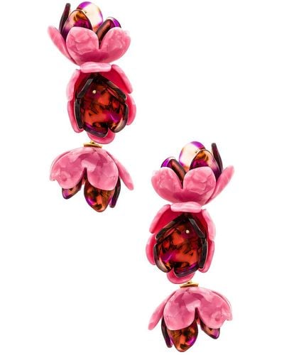 Lele Sadoughi Petal Triple Drop Clip On Earrings - Red