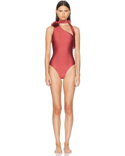 Zimmermann Waverly One Shoulder One Piece Swimsuit - Red