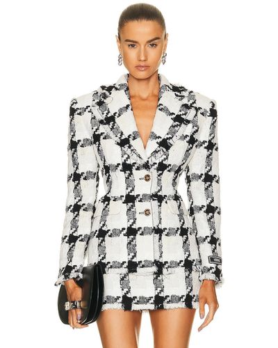Versace Tweed Check Blazer - White