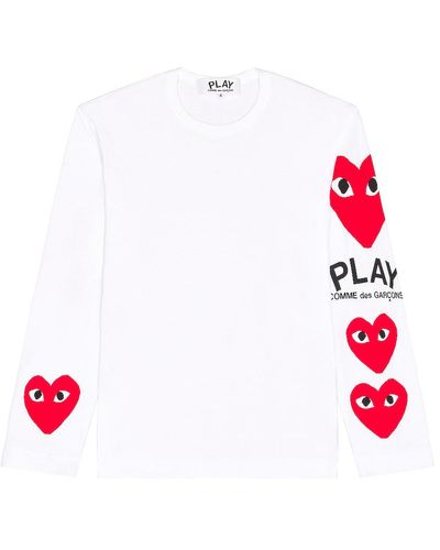 COMME DES GARÇONS PLAY Multi Heart Graphic Long-sleeve Tee - White