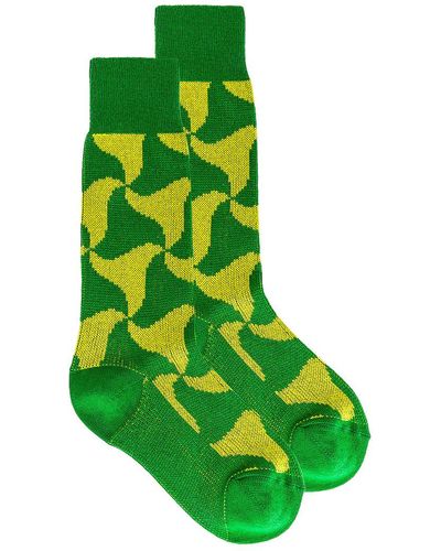 Bottega Veneta Wavy Triangle Cashmere Socks - Green